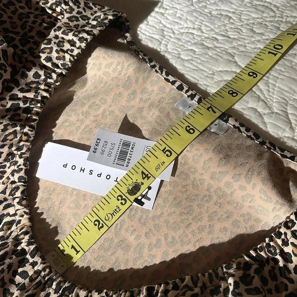 NWT Leopard Print Long Puff Sleeve Mini Dress Women's 6 Black Brown Milk Maid - Picture 13 of 17